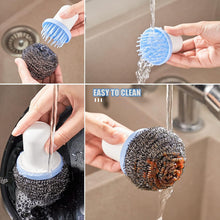 Dish scrub brush in action