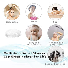 DISPOSABLE SHOWER CAPS FOR WOMEN LARGER THICKER WATERPROOF AND INDIVIDUALLY WRAPPED, PLASTIC ELASTIC HAIR BATH CAPS FOR HOTEL AND SPA, HAIR SALON, HOME USE, PORTABLE TRAVEL (1Pc | 10 Pc)