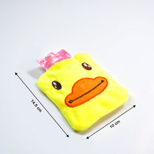 Yellow duck hot water bag designed for neck, shoulder, and menstrual pain