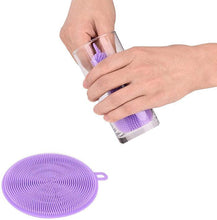 Heat-resistant and mildew-free silicone dish scrubber sponge.