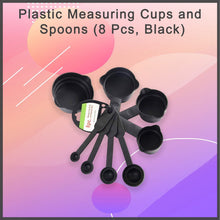 8 pcs black measuring cups and spoons.